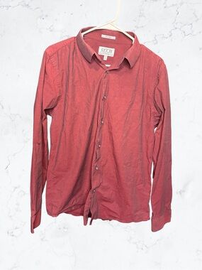 OTB Men's Casual Long-Sleeve Button-Down Shirt - Brick Red